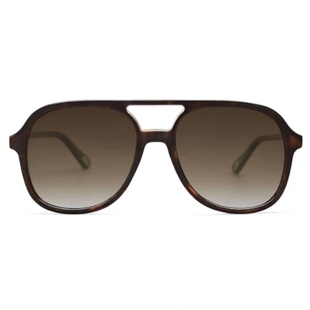 Polarized Aviator Sunglasses Classic 70s Vintage Square Dark Brown